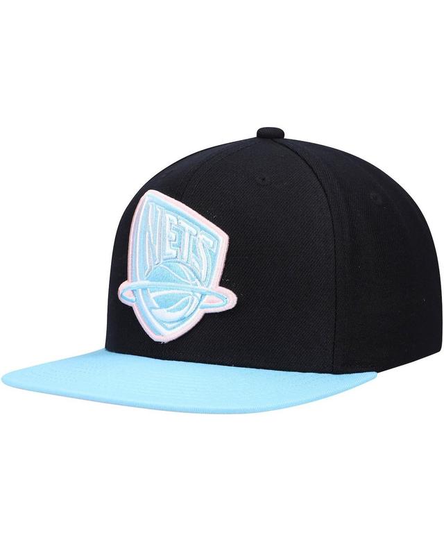 Mens Mitchell & Ness Black New Jersey Nets Pastel Snapback Hat - Black Product Image