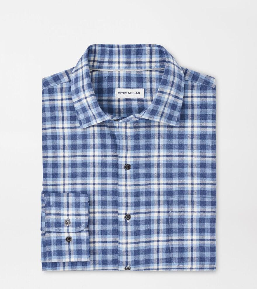 Peter Millar Mens Gander Cotton Sport Shirt | Color: Ocean Blue | Size: S Product Image