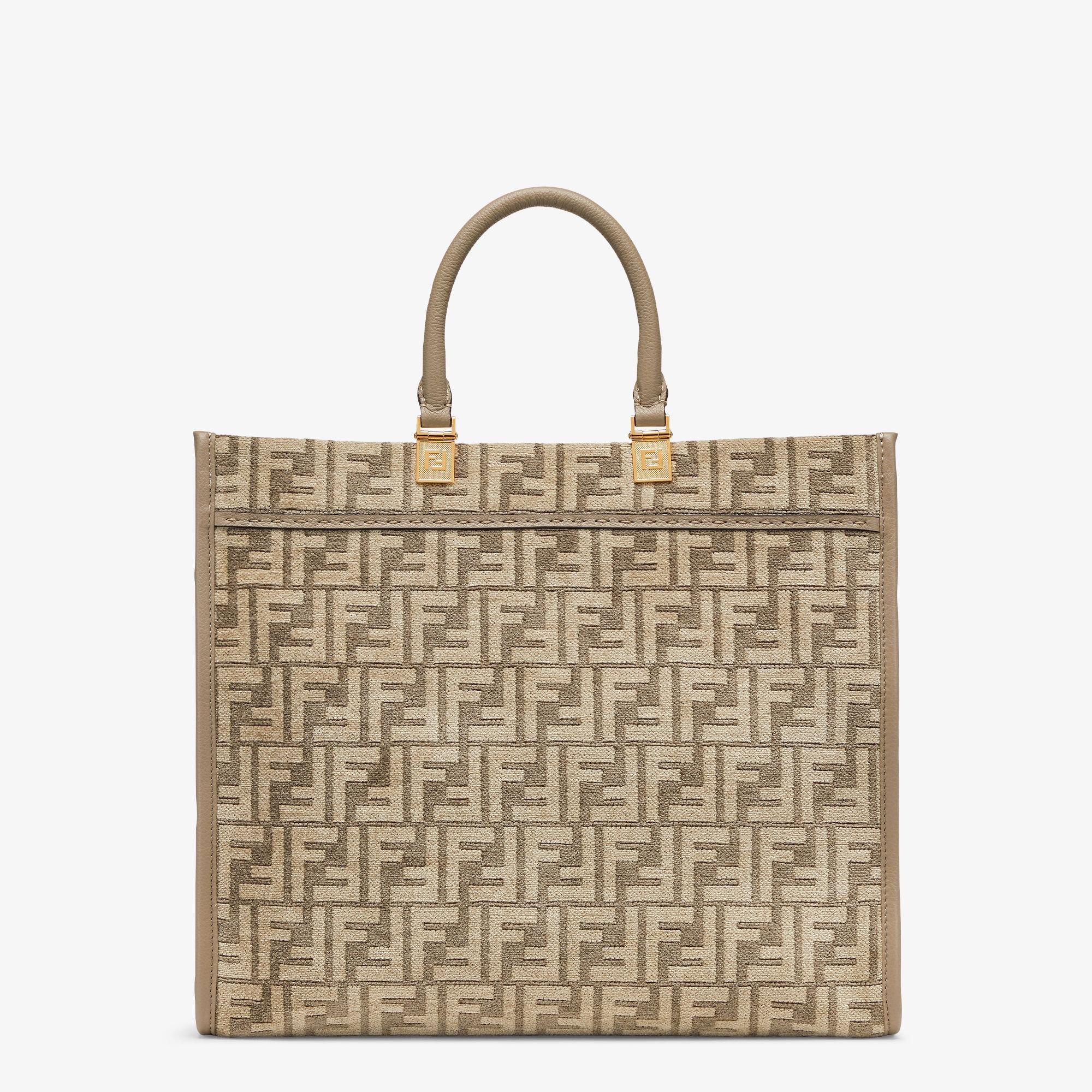 Fendi Sunshine Mediumdove gray tapestry shopper bag with FF motif Product Image