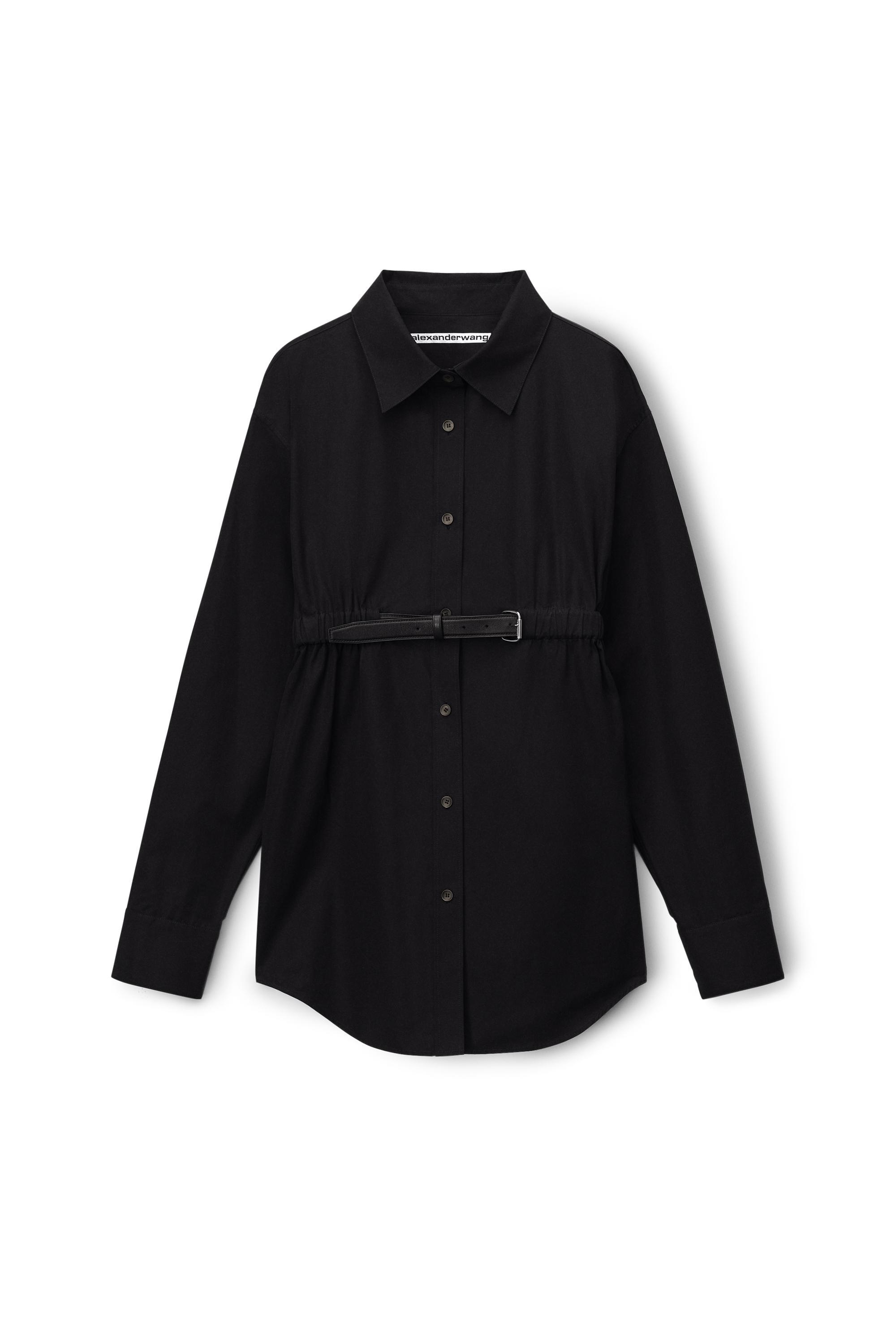 Belted Cotton Button Down Tunic Product Image