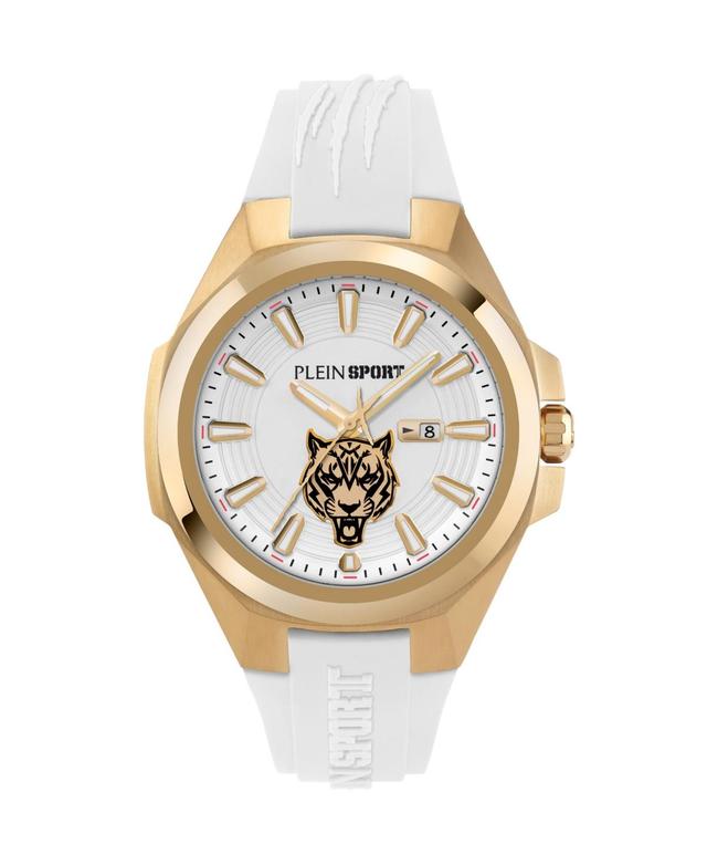 Plein Sport Mens Tigermaster Three Hand Date Quartz White Silicone 47MM Product Image