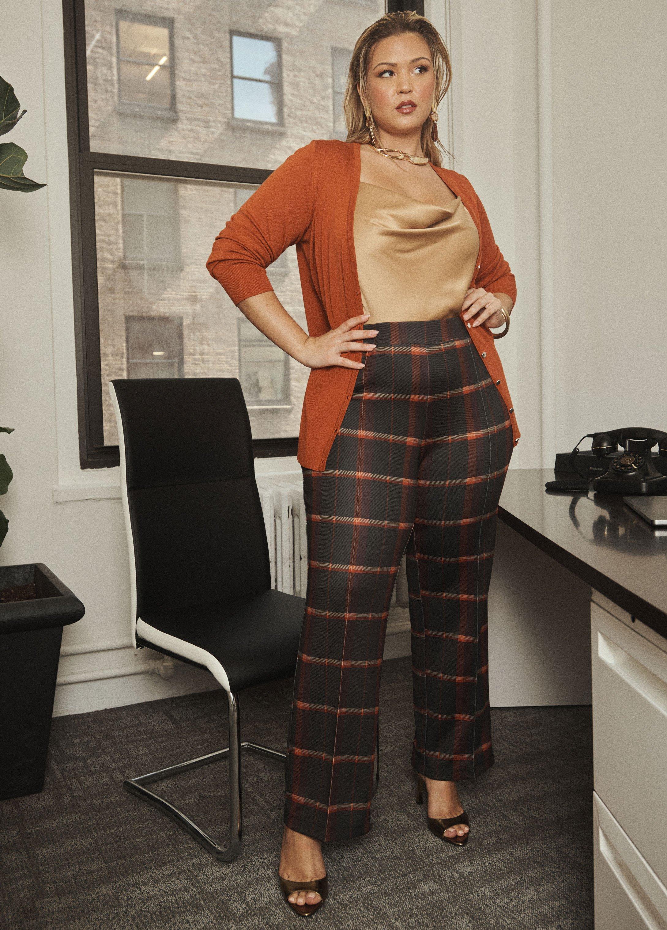 Plus Size Seamed Plaid Straight Leg Pants Ashley Stewart Product Image