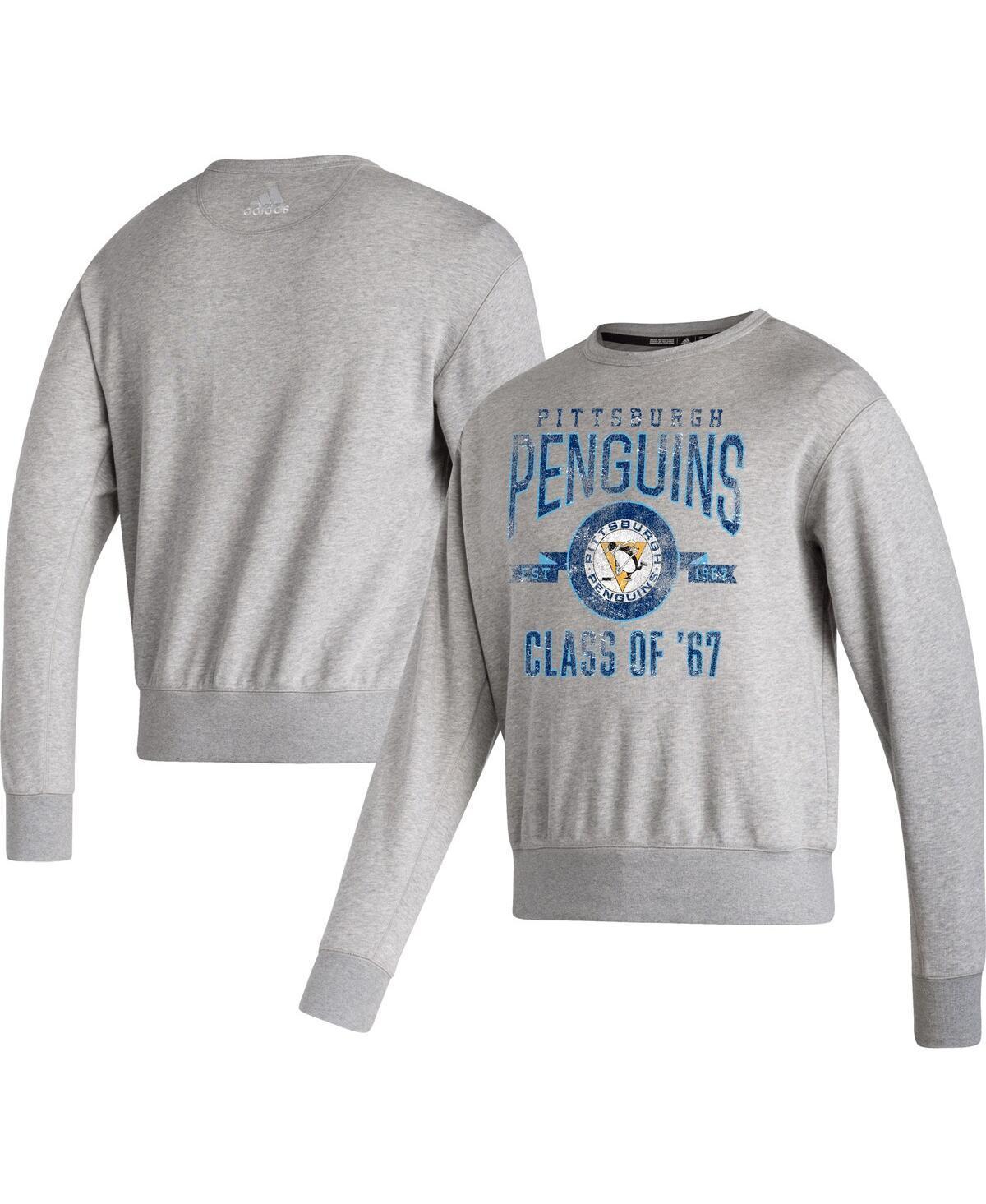 Mens adidas Heathered Gray Pittsburgh Penguins Vintage-Like Pullover Sweatshirt Product Image