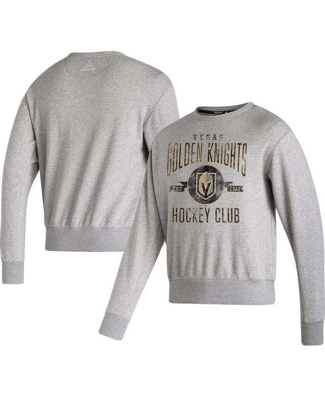 Mens adidas Heathered Gray Vegas Golden Knights Vintage Pullover Sweatshirt Product Image