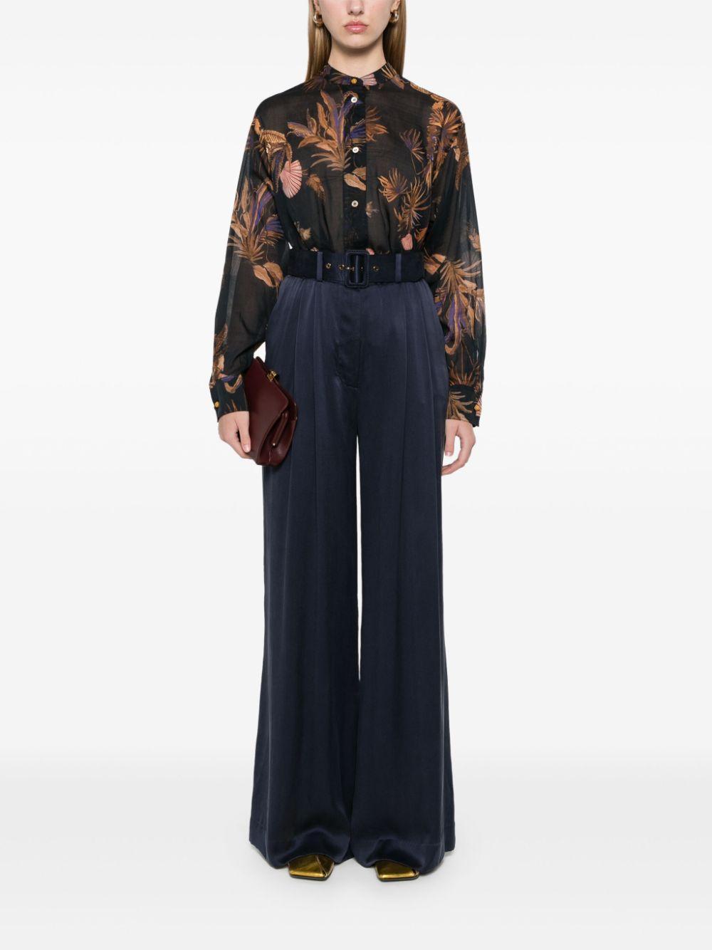 ZIMMERMANN Silk Palazzo Pants In Blue Product Image