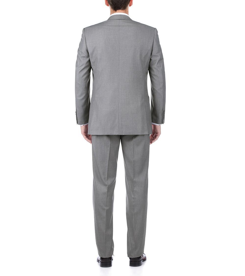 (36S, 38L) Light Gray 100% Virgin Wool Regular Fit Pick Stitched 2 Piece Suit Product Image