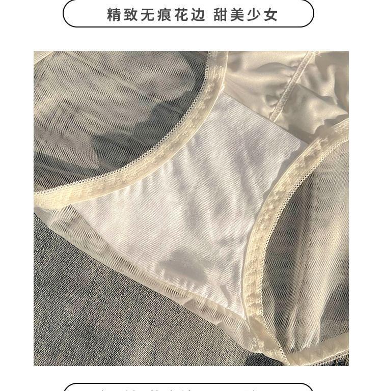 Plain Lace Trim Bikini Panties Product Image