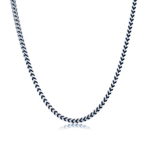 Men's 5.0mm Foxtail Chain Necklace in Solid Stainless Steel and Blue IP - 30" Product Image