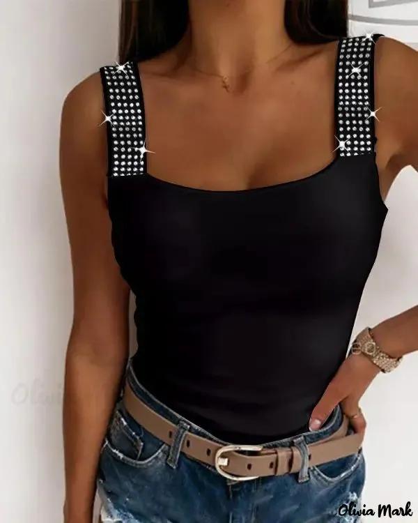 Olivia Mark – Rhinestone Accent Cami Tank Top Product Image