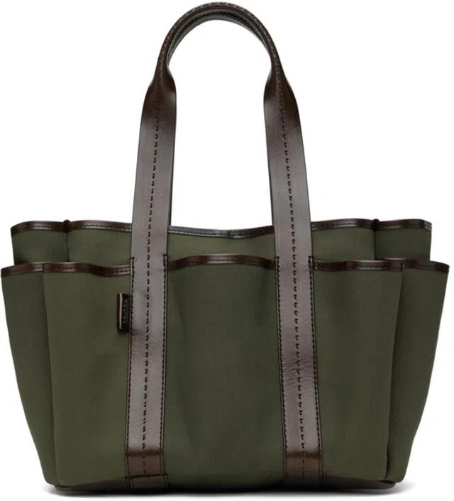 Khaki Canvas & Leather Giardiniera Mini Tote In Green Product Image