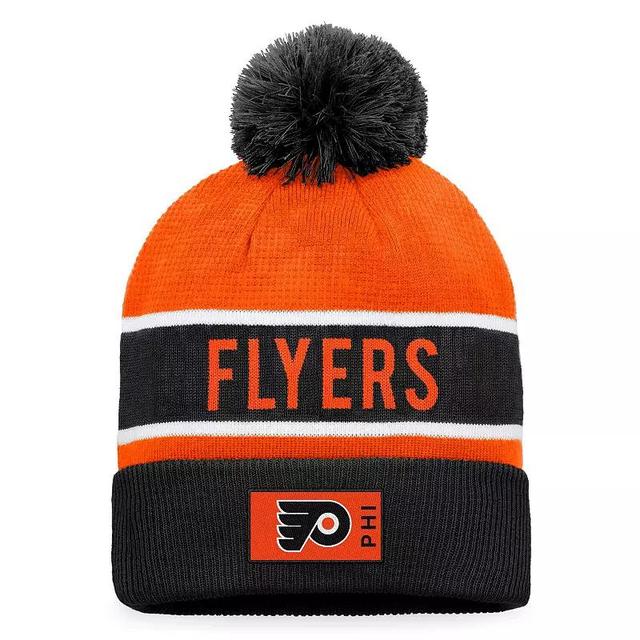 Mens Fanatics Black Philadelphia Flyers Authentic Pro Rink Cuffed Knit Hat with Pom - Black Product Image