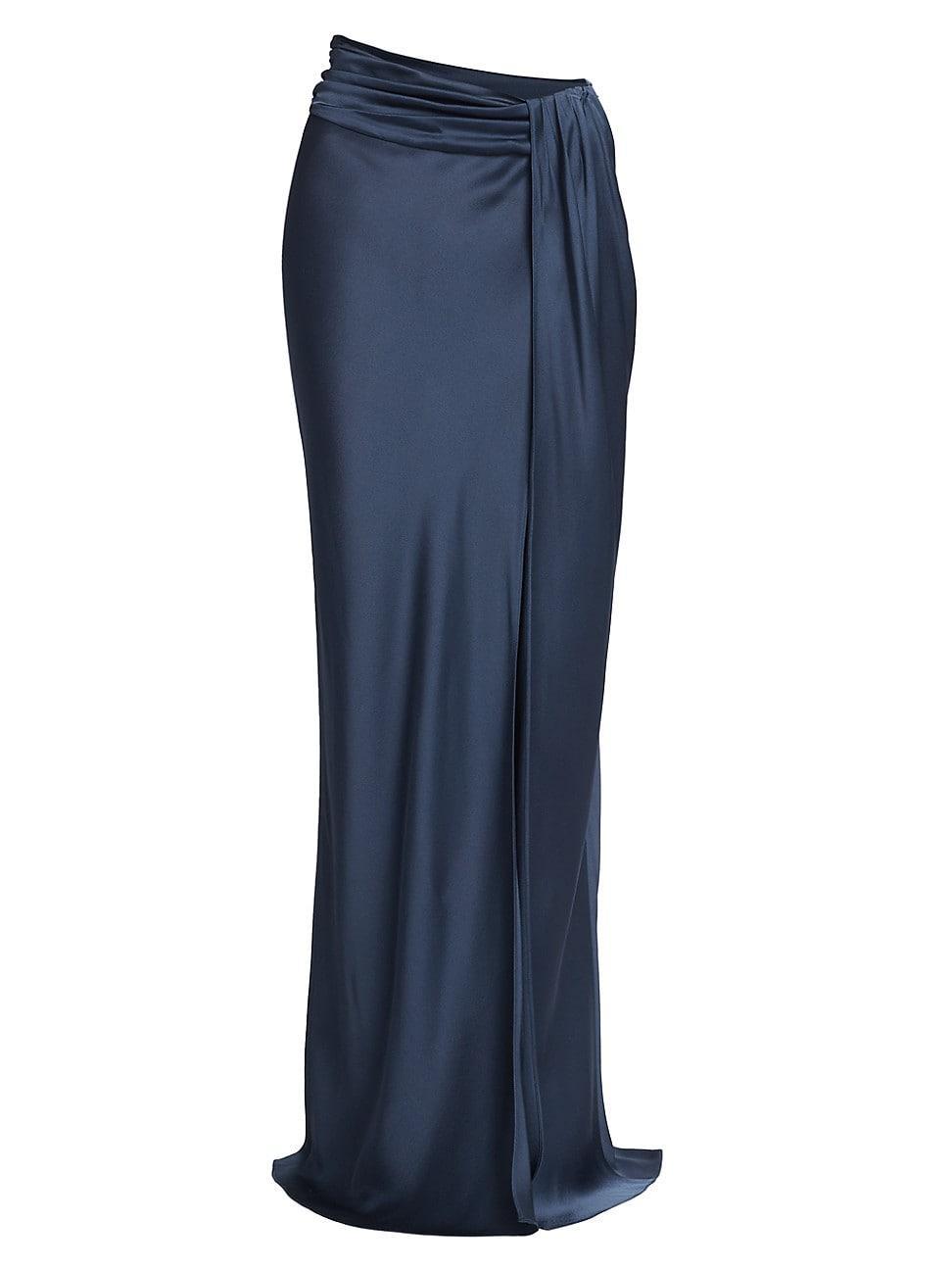 Womens Satin Asymmetric-Waist Maxi Skirt product image