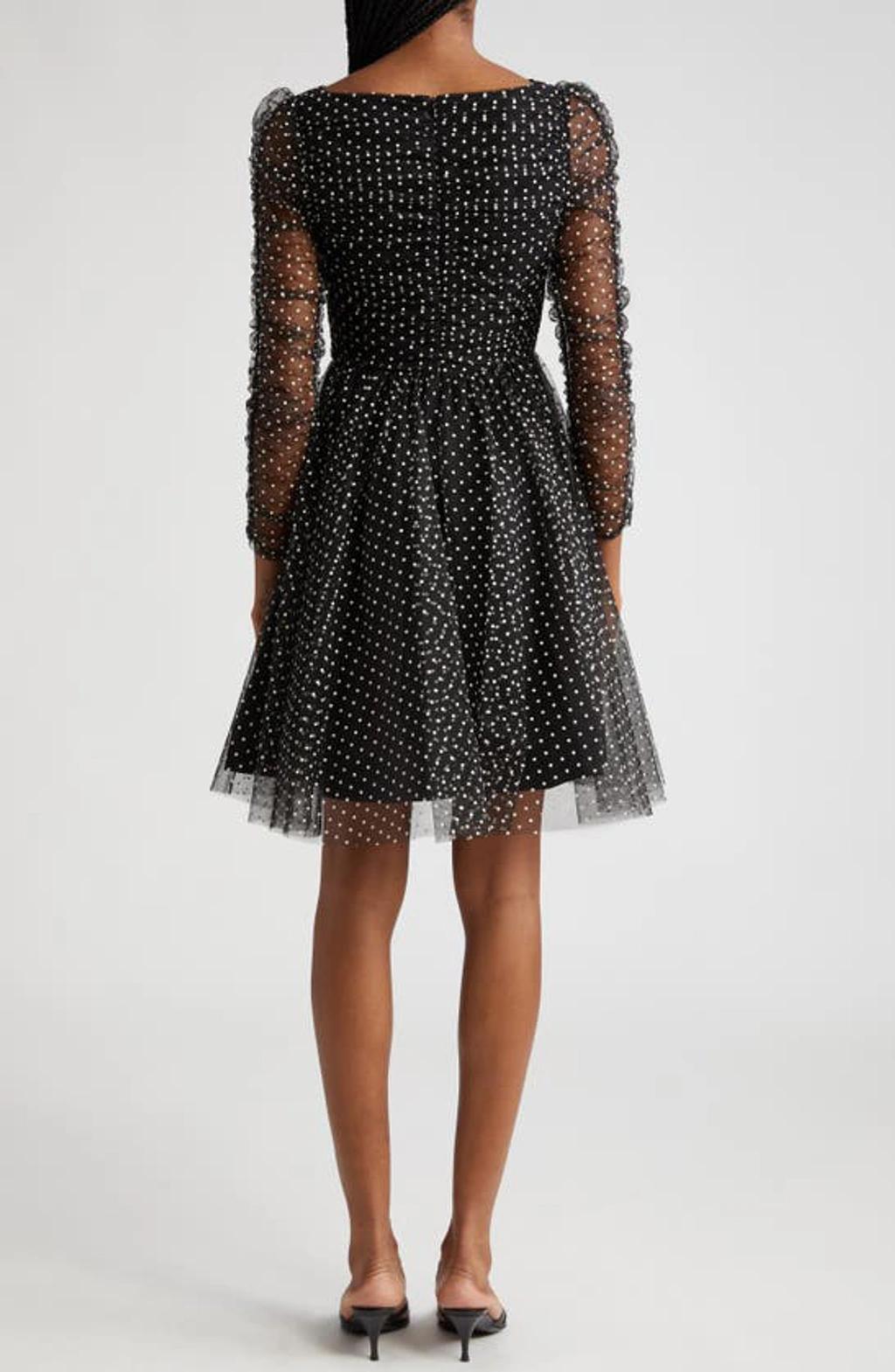 ZIMMERMANN Dot Ruched Tulle Dress In Monochrome Product Image