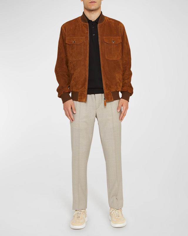 Brioni Men's Suede Blouson Jacket  - TEAK - TEAK - Size: 50 EU (40 US) Product Image