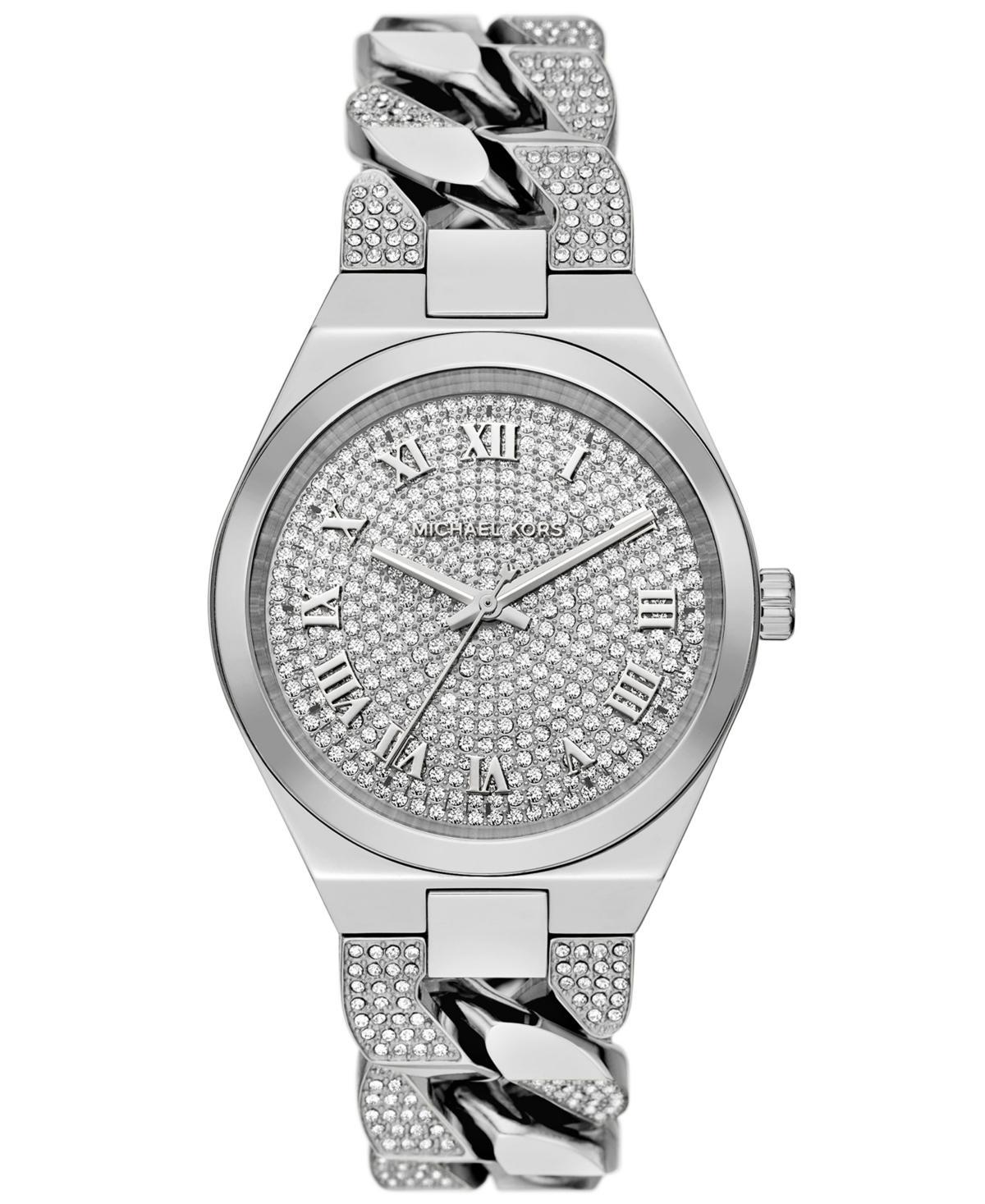 Michael Kors Womens Lennox Three-Hand Stainless Steel Watch 37mm - Silver-tone Product Image