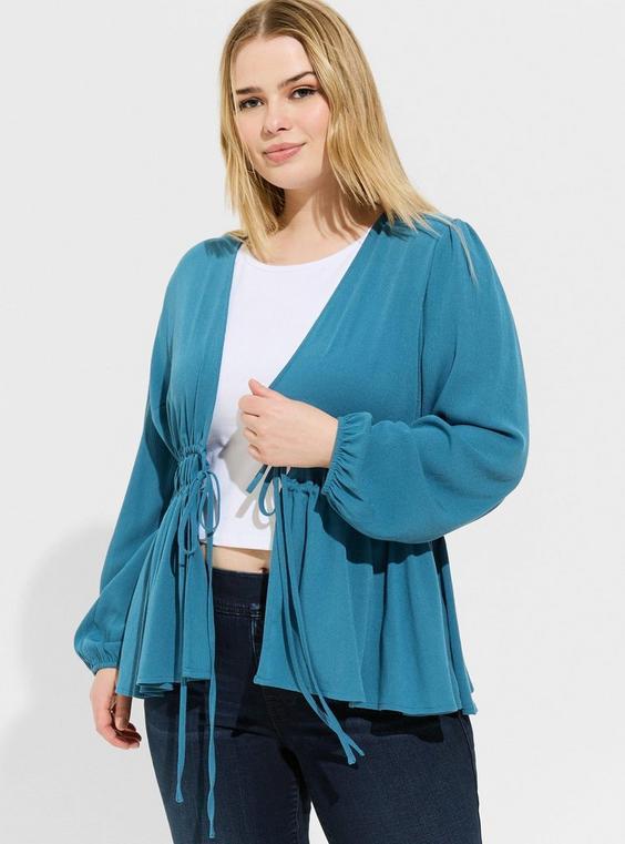 Washable Gauze Tie Front Kimono Product Image