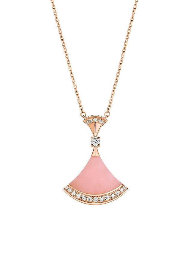 Womens Diva 18K Rose Gold, Diamond & Opal Pendant Necklace Product Image