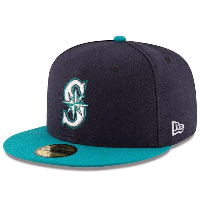 Mens New Era /Aqua Seattle Mariners Alternate Authentic Collection On Field 59FIFTY Fitted Hat Blue Product Image