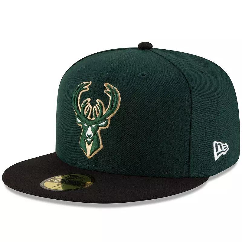 Mens New Era /Black Milwaukee Bucks Official Team Color 2Tone 59FIFTY Fitted Hat Product Image