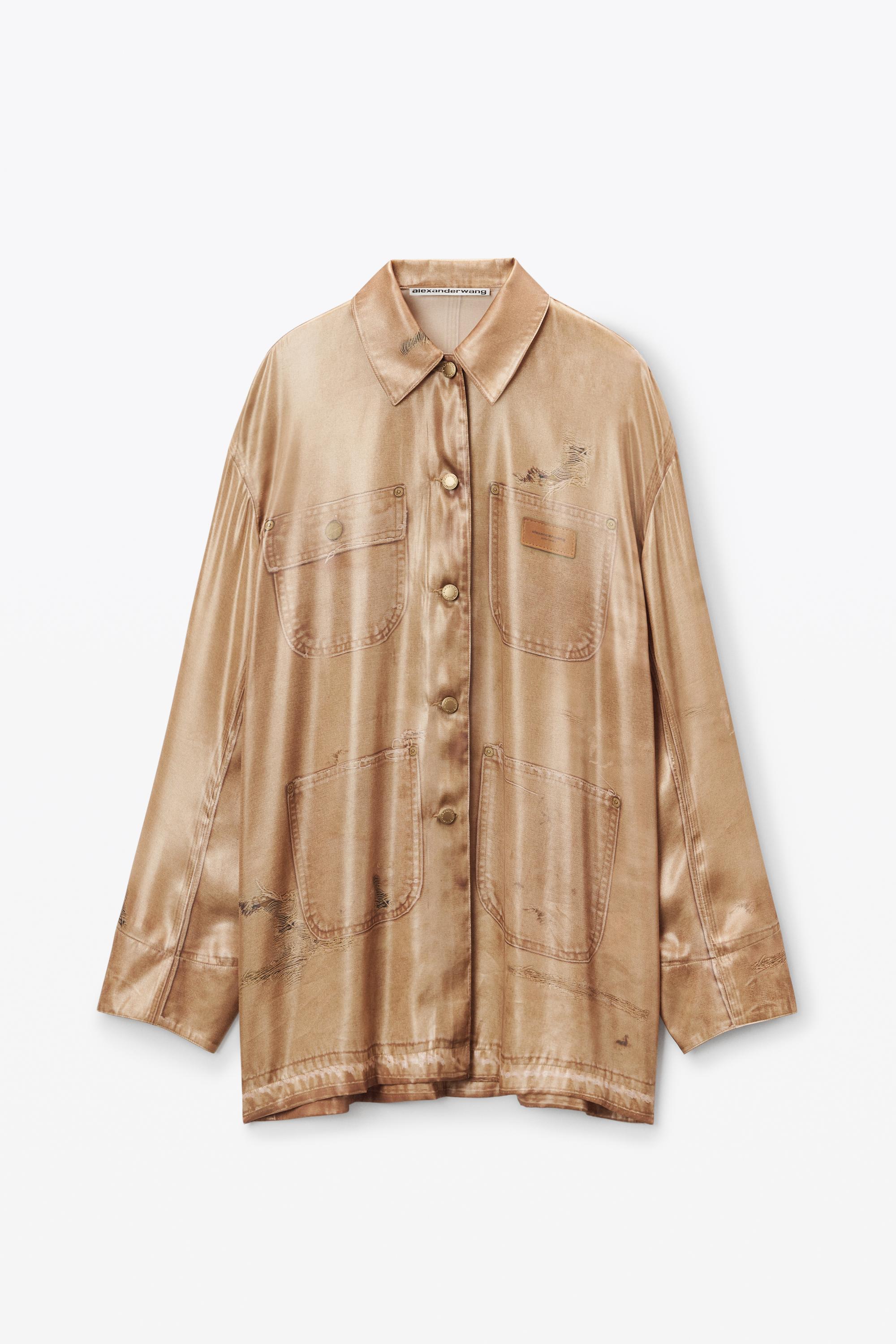 Oversized Shirt In Workwewar Trompe-l'oeil Print Product Image