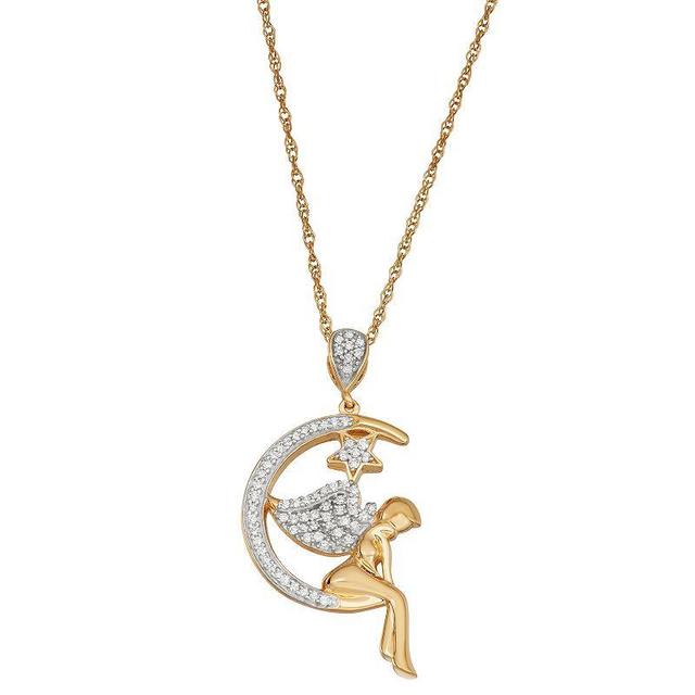 Jewelexcess 14k Gold Over Sterling Silver 1/5 Carat T.W. Diamond Angel Pendant Necklace, Womens Gold Tone Product Image