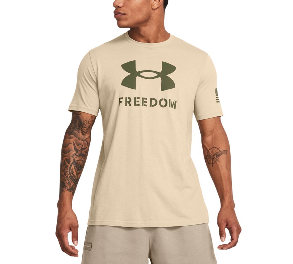 Under Armour Mens Relaxed Fit Freedom Logo Short Sleeve T-Shirt - Black Product Image