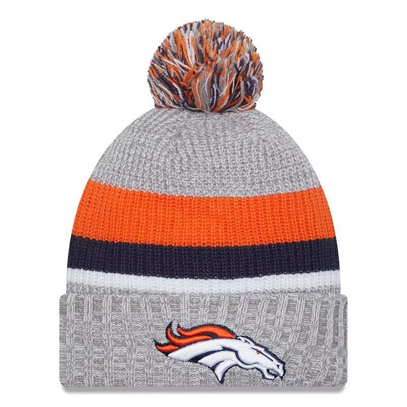 Mens New Era Heather Gray Denver Broncos Cuffed Knit Hat with Pom Product Image