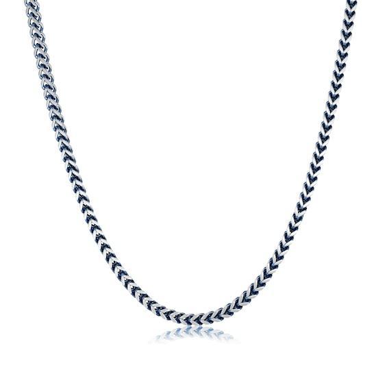 Men's 5.0mm Foxtail Chain Necklace in Solid Stainless Steel and Blue IP - 24" Product Image