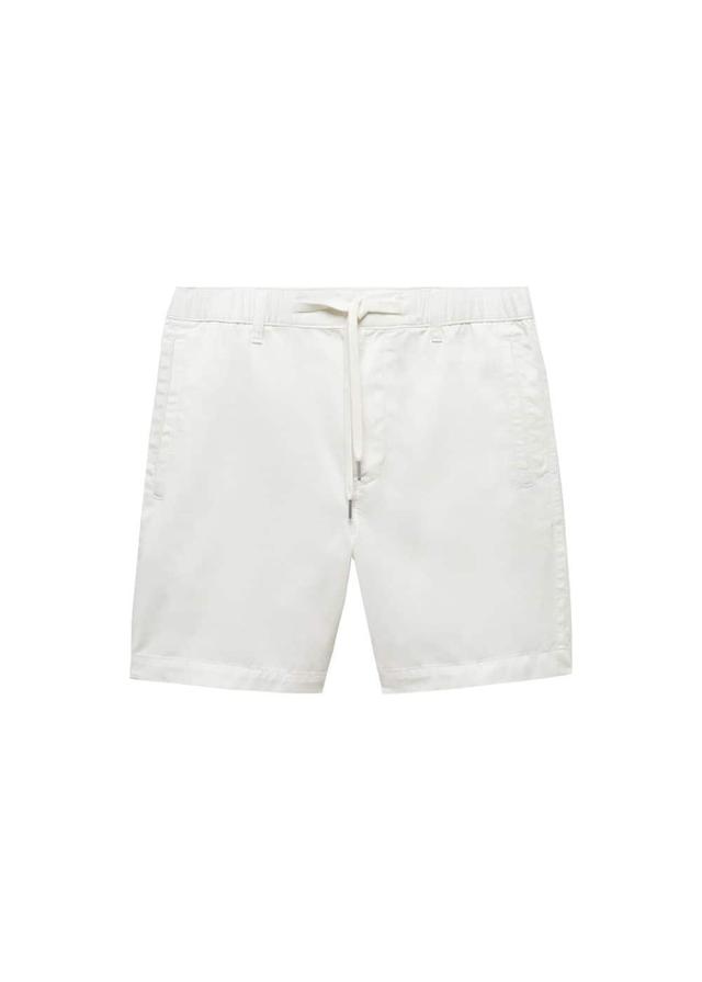 MANGO MAN - 100% cotton drawstring Bermuda shorts off whiteMen Product Image