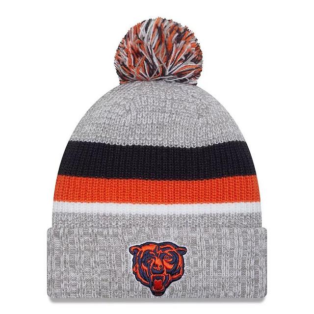 Mens New Era Heather Gray Chicago Bears Cuffed Knit Hat with Pom Product Image