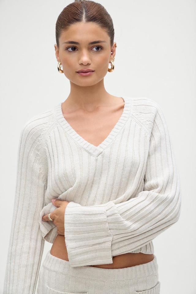 Ashton Cotton Knit Sweater - Cream Product Image