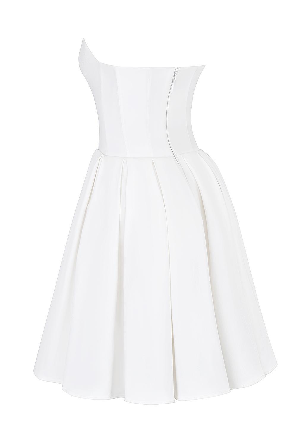 Emmanuela White Strapless Pleated Mini Dress Product Image