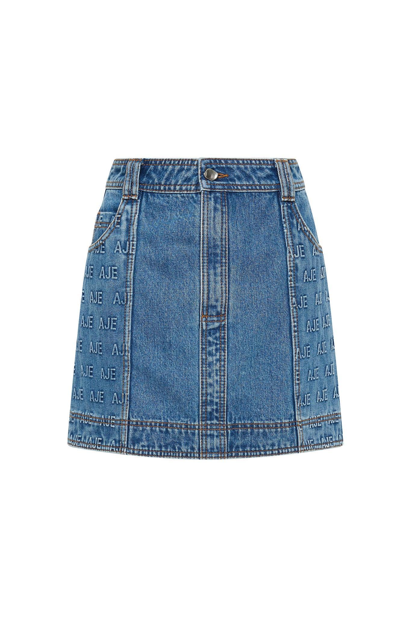 Nika Logo  Denim Mini Skirt Product Image