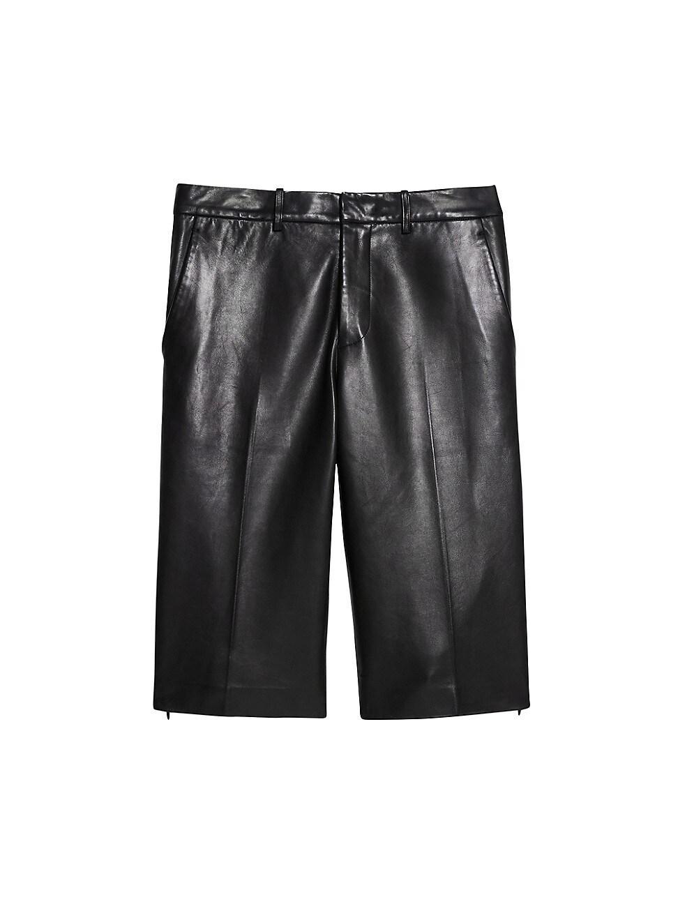 Womens Side-Zip Leather Shorts Product Image