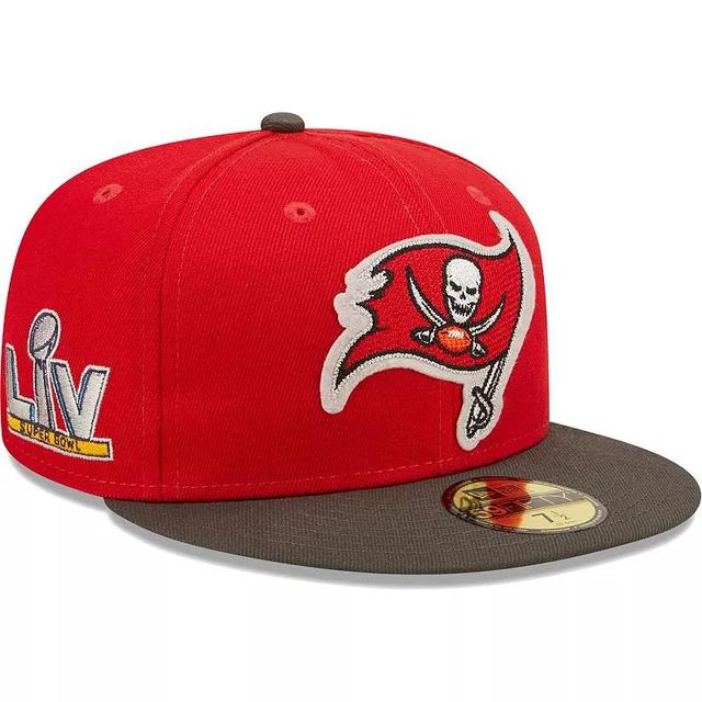 Mens New Era Red/Pewter Tampa Bay Buccaneers Super Bowl LV Letterman 59FIFTY Fitted Hat Product Image