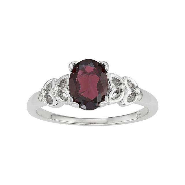 Jewelexcess Sterling Silver Garnet & Diamond Accent Ring, Womens Red Product Image