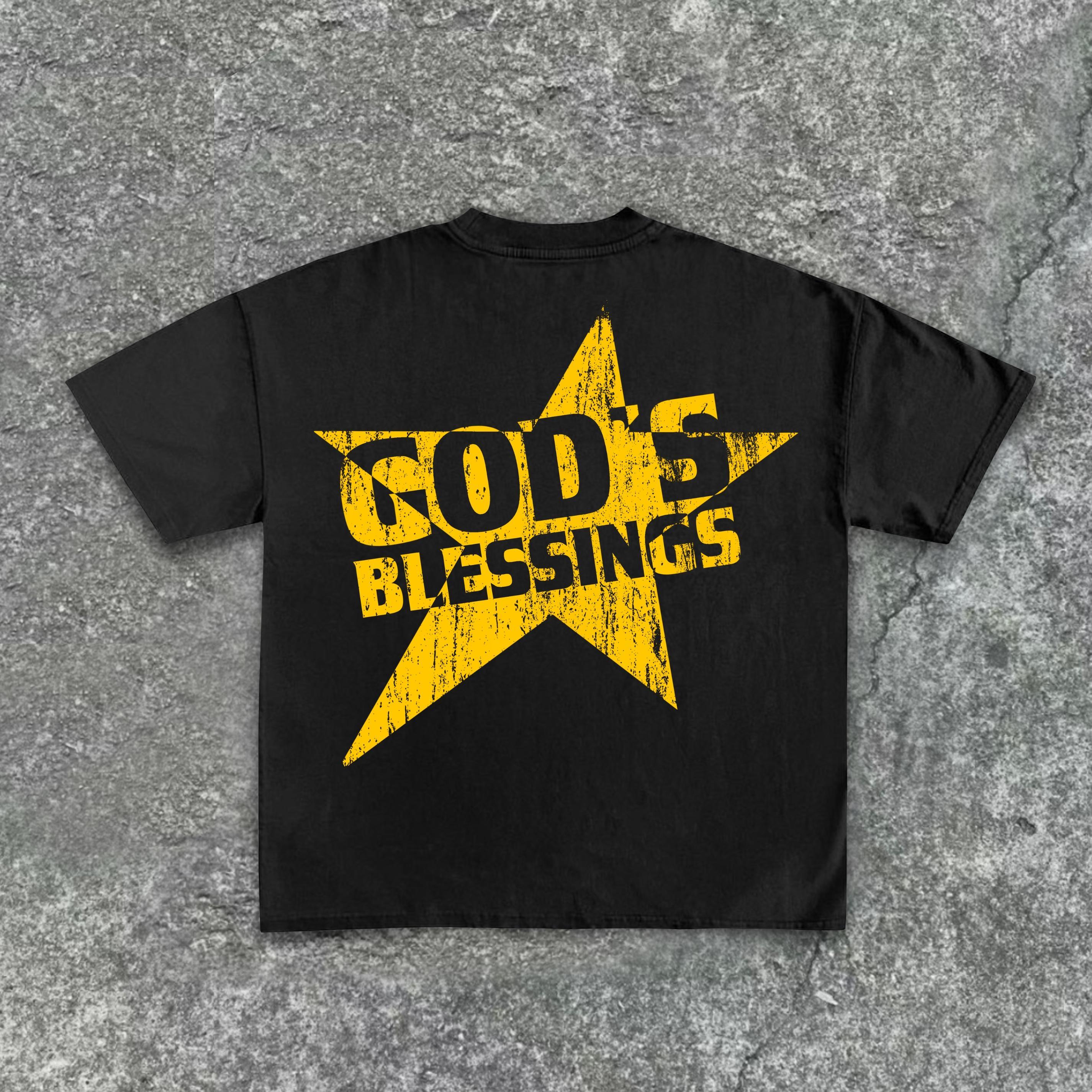 Men's God S Blessings Alphabet Slogan Print Cotton T-Shirt Product Image