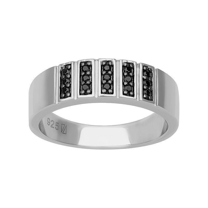 Mens AXL Sterling Silver Black Sapphire Vertical-Row Ring Product Image