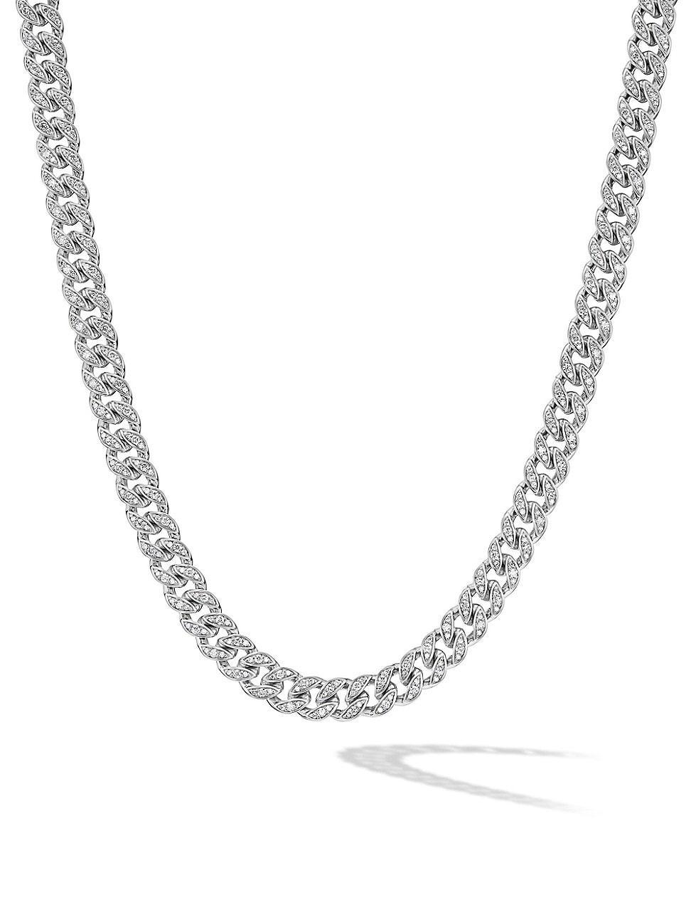 Womens Curb Chain Necklace In Sterling Silver Product Image