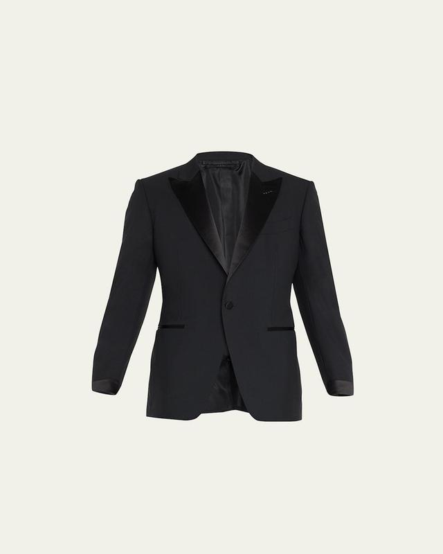 TOM FORD Men's Solid Wool Peak Tuxedo  - Black Solid - Size: 46R EU (36R US) Product Image