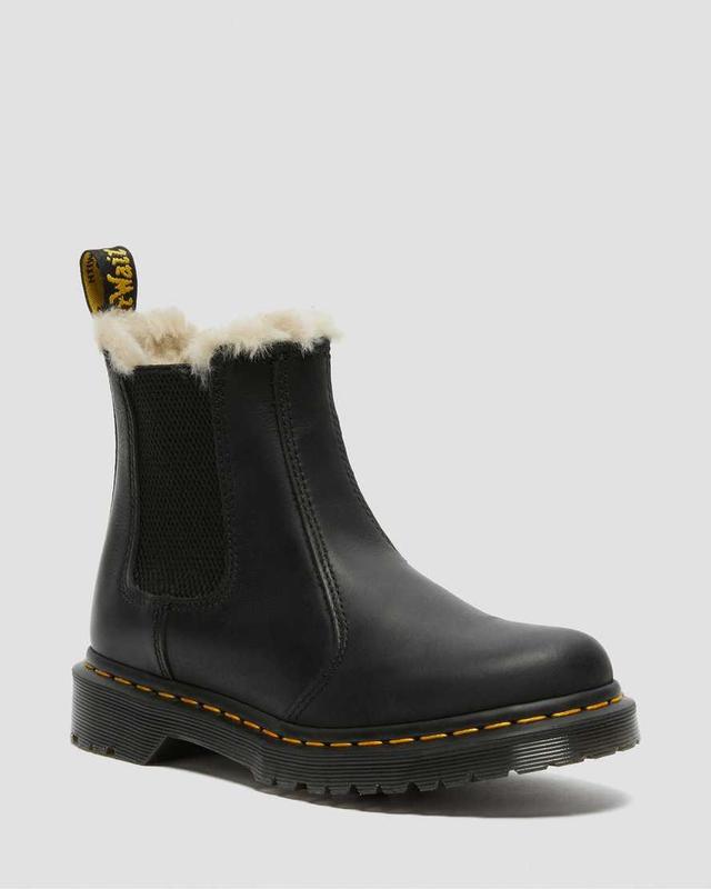 Dr. Martens Womens 2976 Leonore Burnished Faux Fur Block Heel Lug Sole Chelsea Booties Product Image