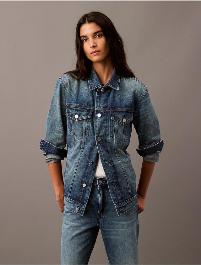 Calvin Klein Womens Selvedge Denim Jacket - Blue - S Product Image