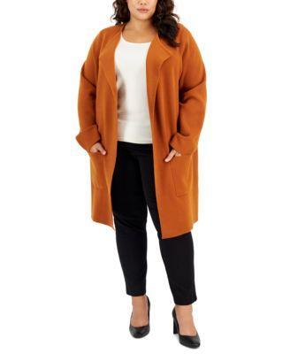 Plus Size Patch-Pocket Coatigan Sweater, Created for Macy's Product Image