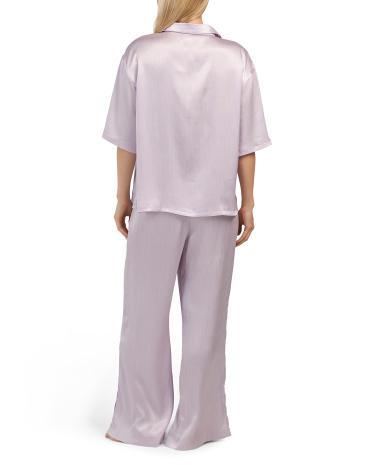 2pc Crinkle Satin Pajama Set for Women | Polyester Product Image