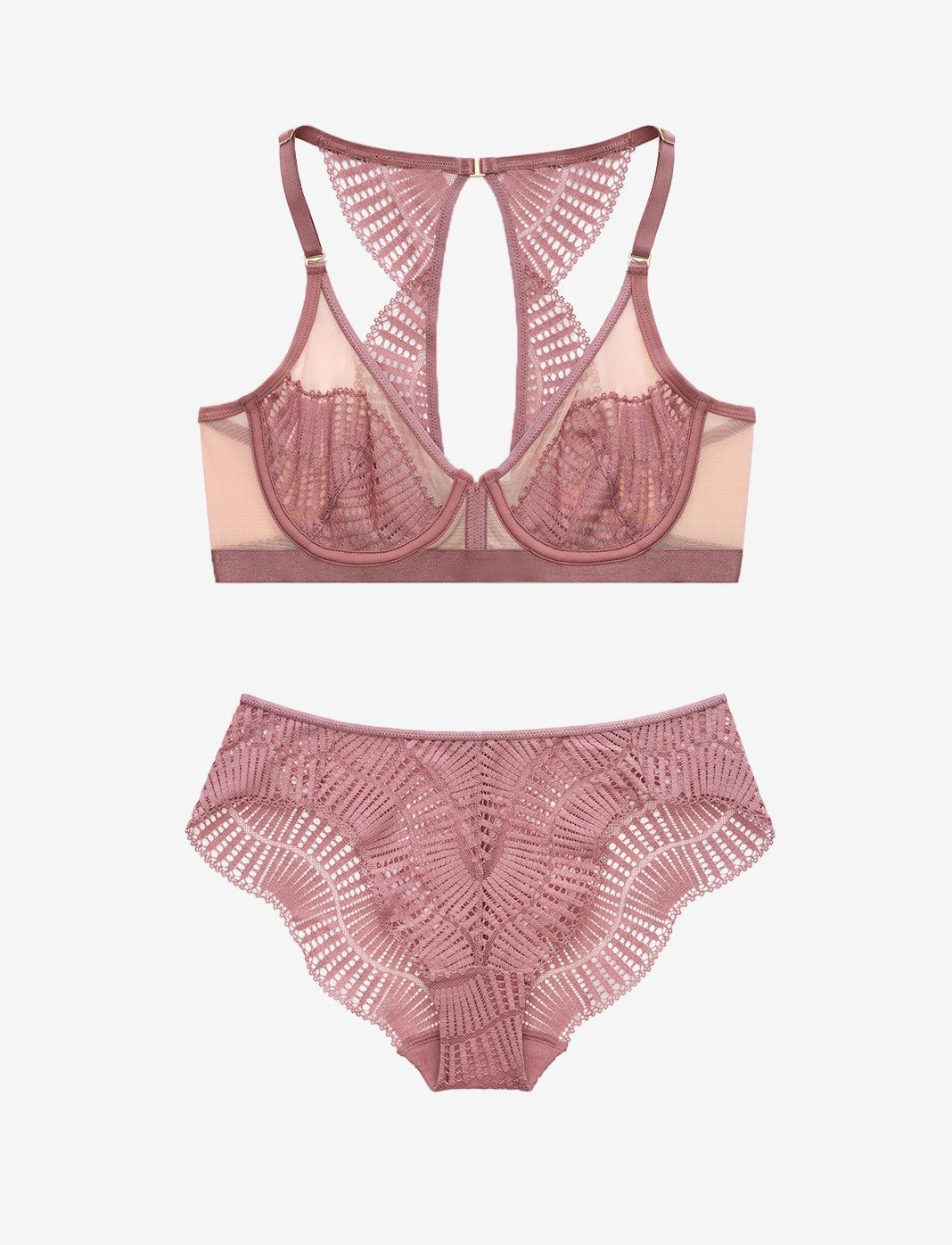 Fleur Lace Unlined Racerback Bra + Cheeky Set Product Image