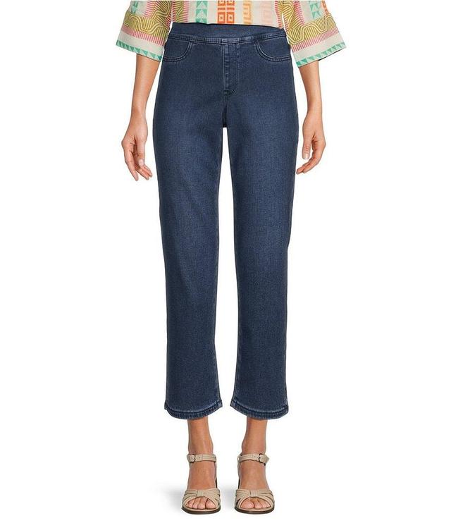 NYDJ Petite Size Dakota Mid Rise Straight Leg Crop Pull-On Jeans Product Image