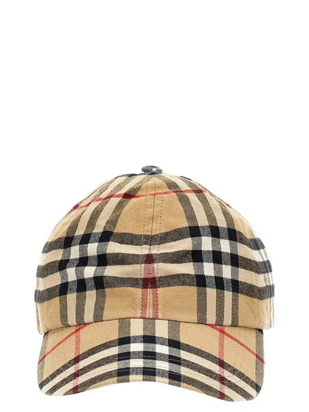 BURBERRY Check Printed Baseball Cap In Cream Product Image