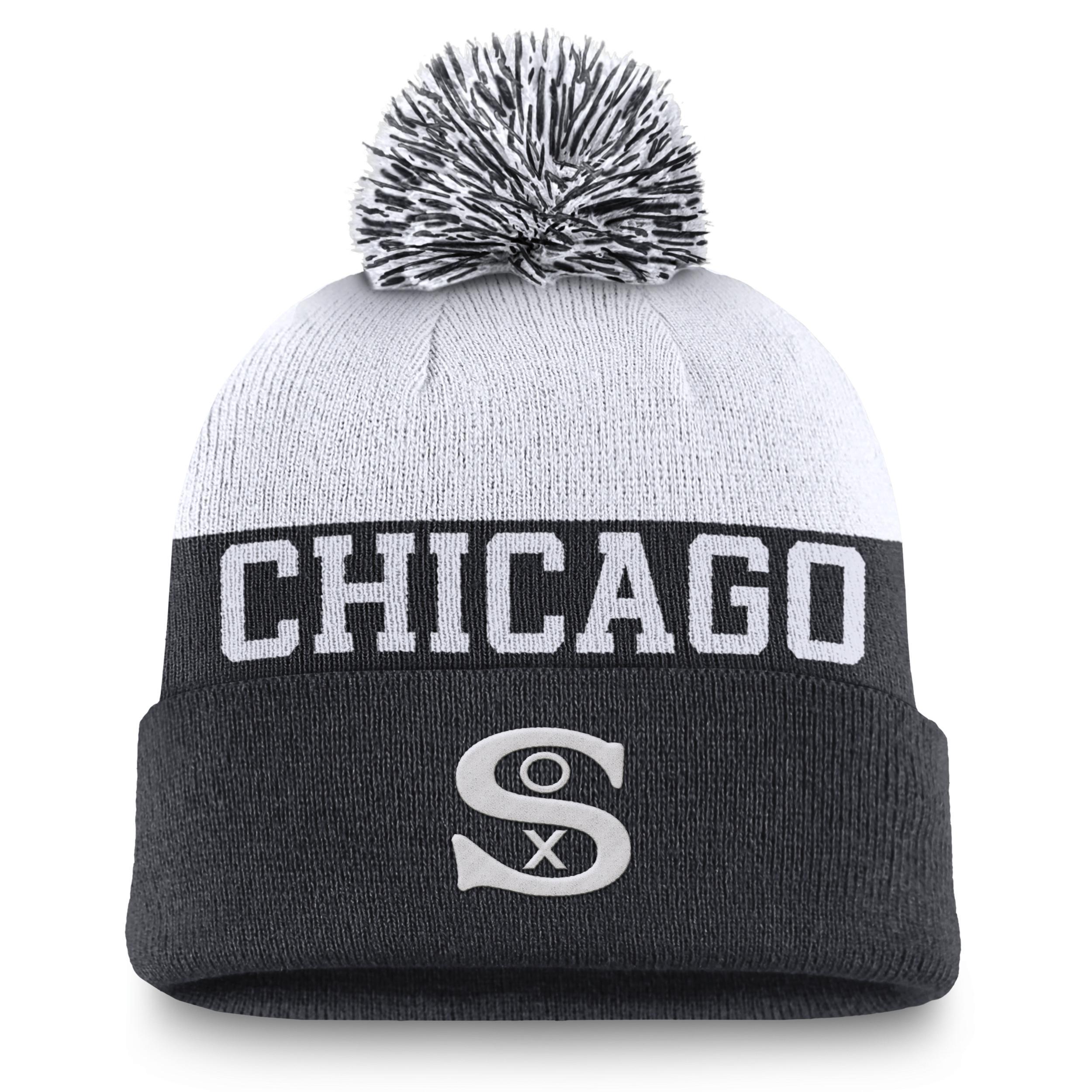 Mens Nike Chicago White Sox Rewind Peak Cuffed Knit Hat with Pom, Blue Product Image