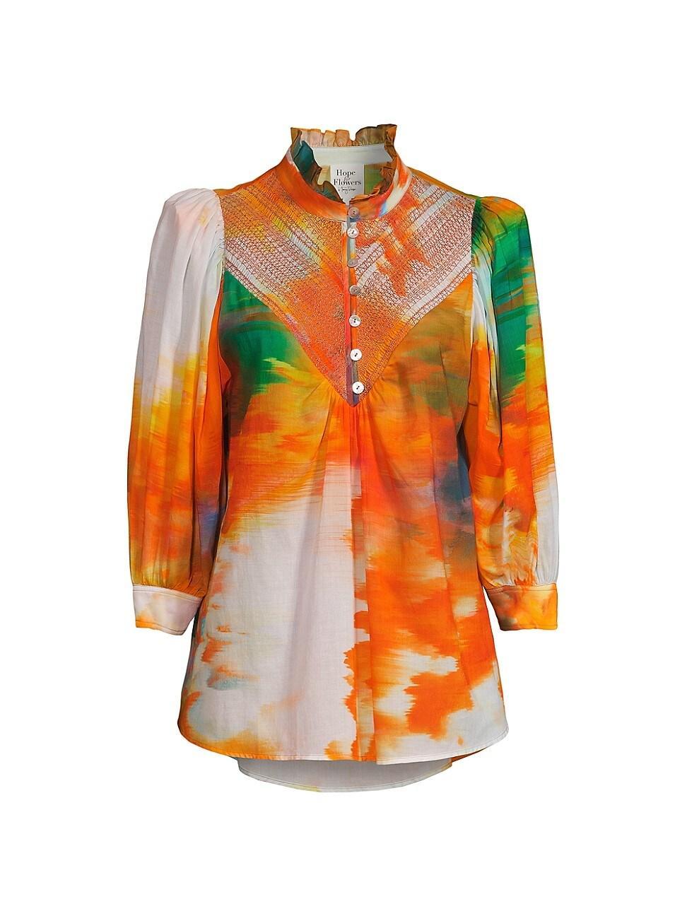 Womens Gradient Smocked Tunic Blouse Product Image