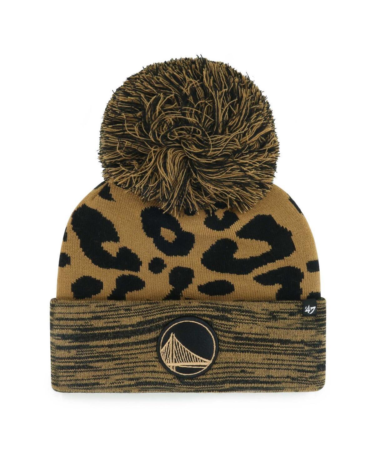 Womens 47 Leopard Golden State Warriors Rosette Cuffed Knit Hat with Pom Product Image